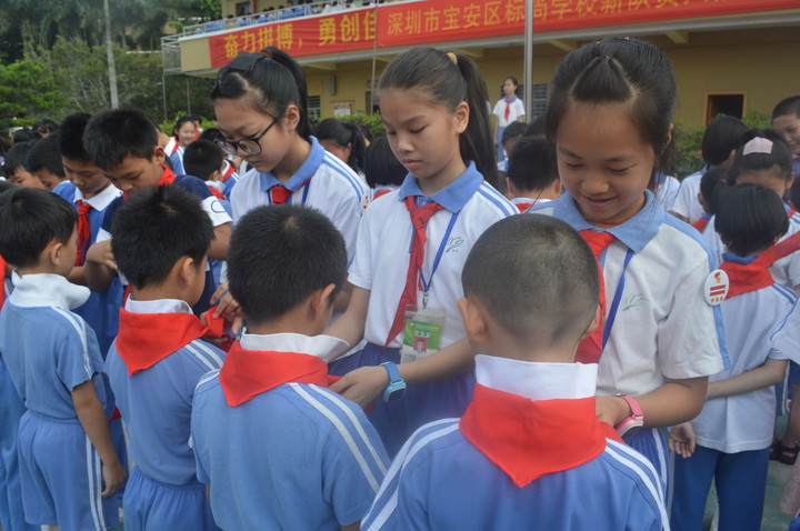 紅領(lǐng)巾心向黨   童心喜迎十九大——標尚學(xué)校舉行新隊員入隊儀式